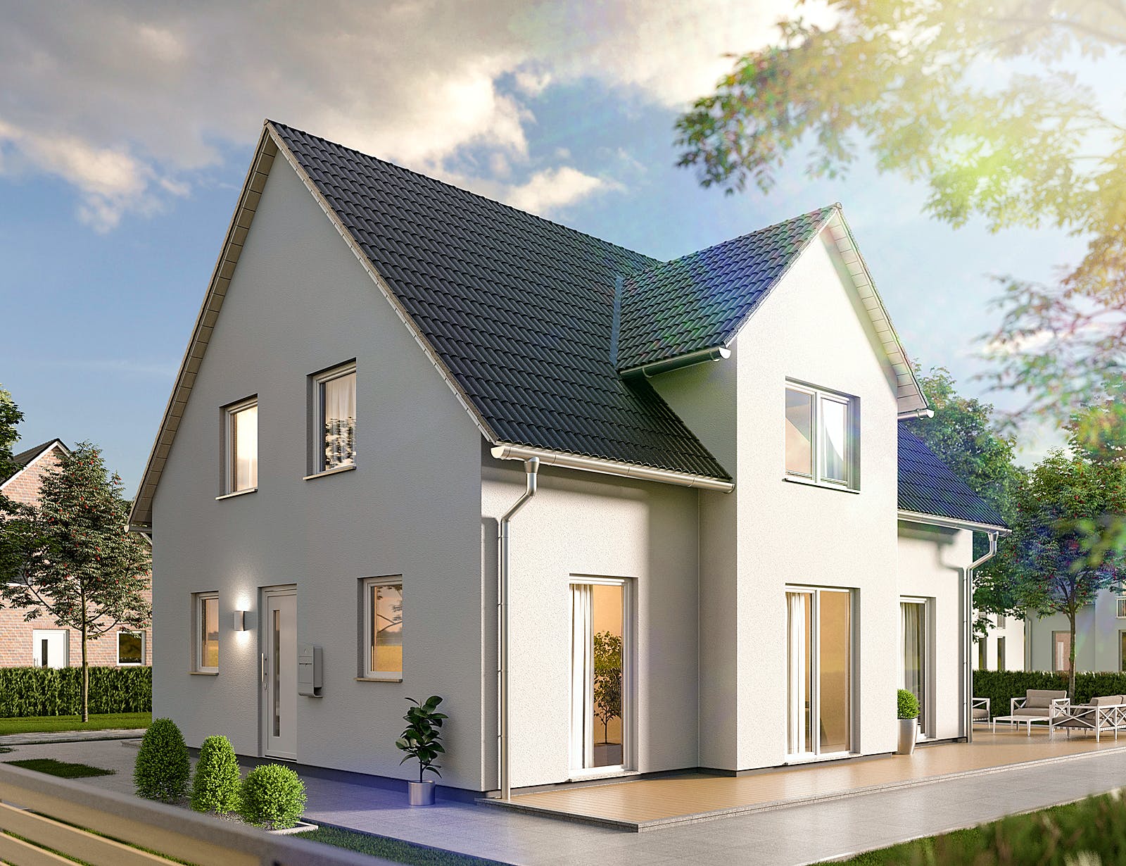 Massivhaus Lichthaus 152 von Town & Country Haus Deutschland Schlüsselfertig ab 265550€, Satteldach-Klassiker Außenansicht 1