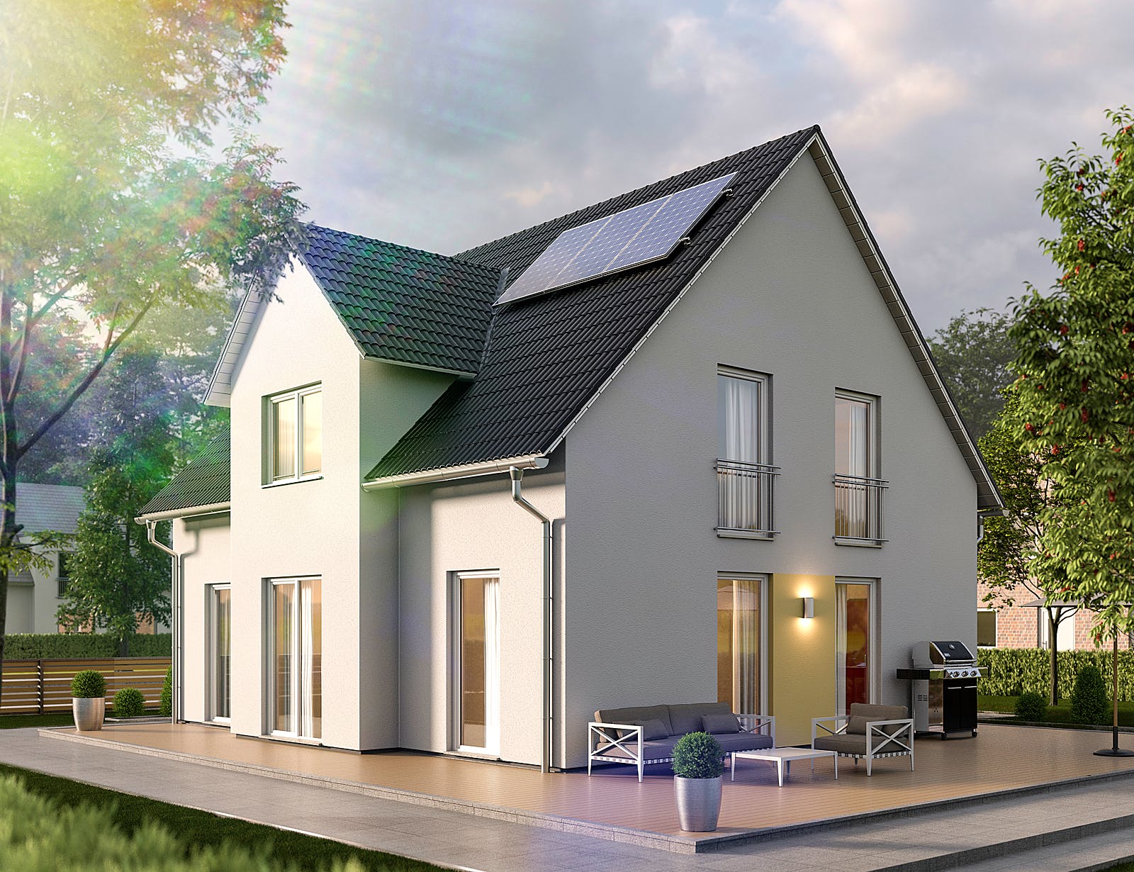 Massivhaus Lichthaus 152 von Town & Country Haus Deutschland Schlüsselfertig ab 265550€, Satteldach-Klassiker Außenansicht 2
