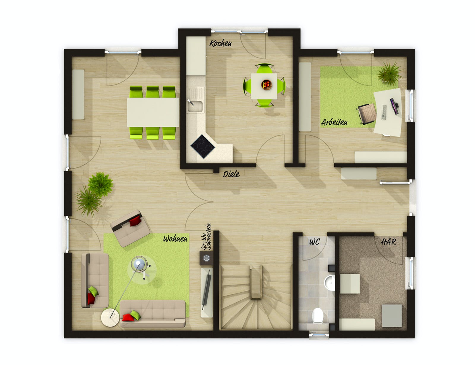 Massivhaus Lichthaus 152 von Town & Country Haus Deutschland Schlüsselfertig ab 265550€, Satteldach-Klassiker Grundriss 1