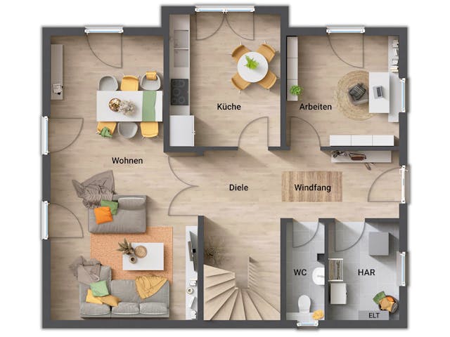 Massivhaus Lichthaus 152 von Town & Country Haus Deutschland Schlüsselfertig ab 278450€, Satteldach-Klassiker Grundriss 1