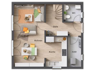 Massivhaus Raumwunder 90 von Town & Country Haus Deutschland Schlüsselfertig ab 194250€, Satteldach-Klassiker Grundriss 1