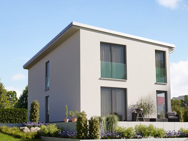Massivhaus Stadthaus Aura 136 von Town & Country Haus Deutschland Schlüsselfertig ab 267150€, Pultdachhaus Außenansicht 1