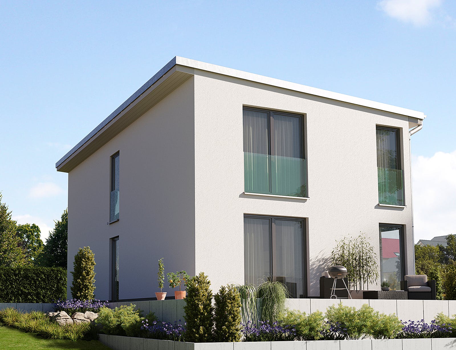 Massivhaus Stadthaus Aura 136 von Town & Country Haus Deutschland Schlüsselfertig ab 259850€, Pultdachhaus Außenansicht 1