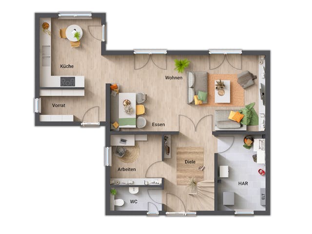 Massivhaus Stadthaus Flair 124 ZD von Town & Country Haus Deutschland Schlüsselfertig ab 241690€, Stadtvilla Grundriss 1