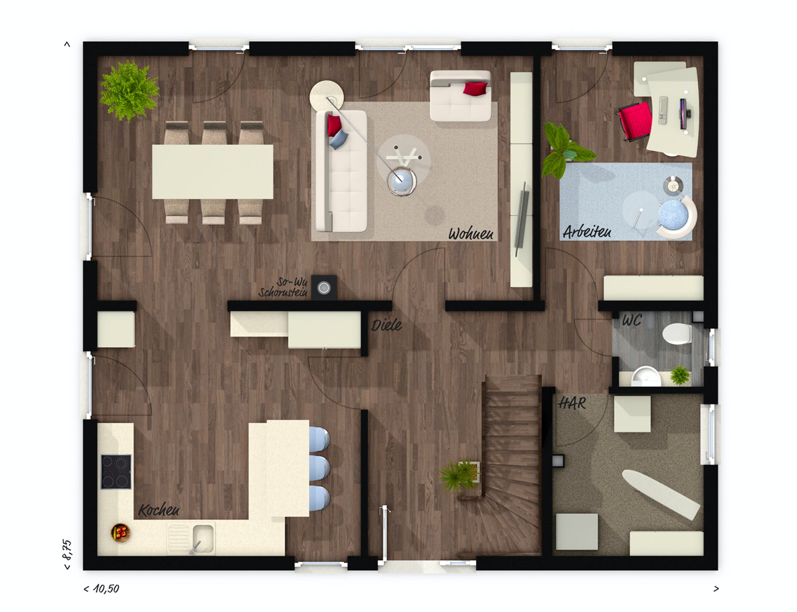 Massivhaus Stadthaus Flair 152 RE von Town & Country Haus Deutschland Schlüsselfertig ab 257500€, Stadtvilla Grundriss 1