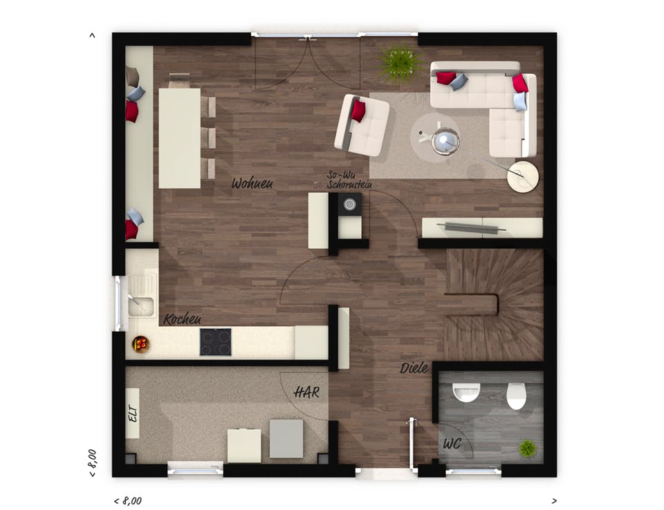 Massivhaus Stadthaus 100 von Town & Country Haus Deutschland Schlüsselfertig ab 212250€, Stadtvilla Grundriss 1