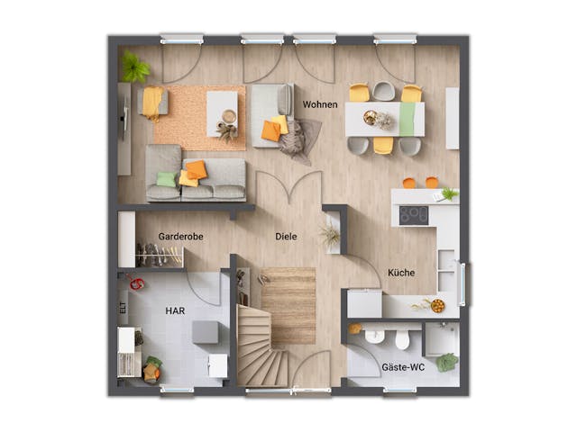 Massivhaus Stadtvilla 145 von Town & Country Haus Deutschland Schlüsselfertig ab 269690€, Stadtvilla Grundriss 1