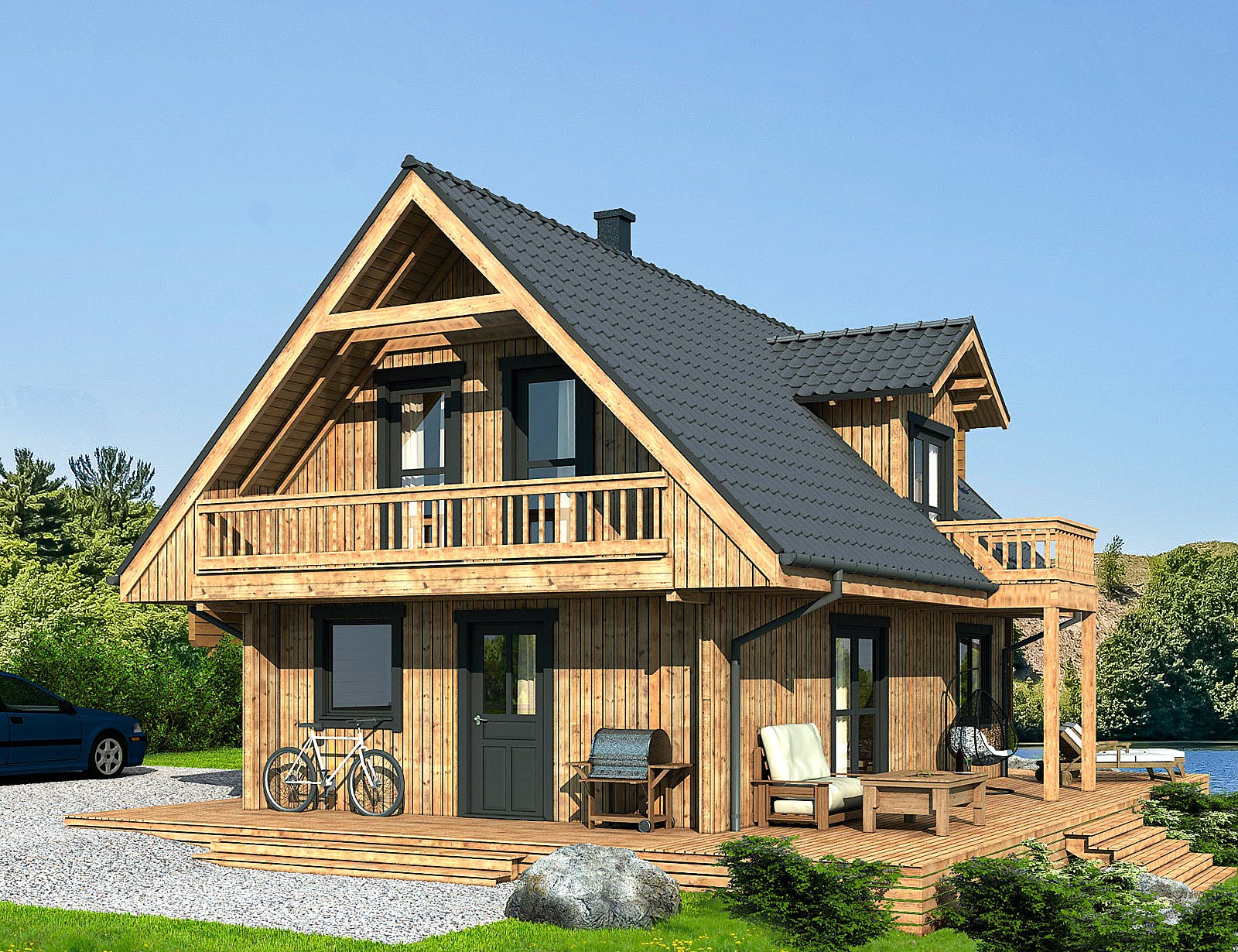 Blockhaus Fjord Premium von Thule Blockhaus Bausatzhaus ab 76220€, Blockhaus Außenansicht 1