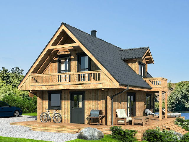 Blockhaus Fjord Premium von Thule Blockhaus Bausatzhaus ab 76220€, Blockhaus Außenansicht 1