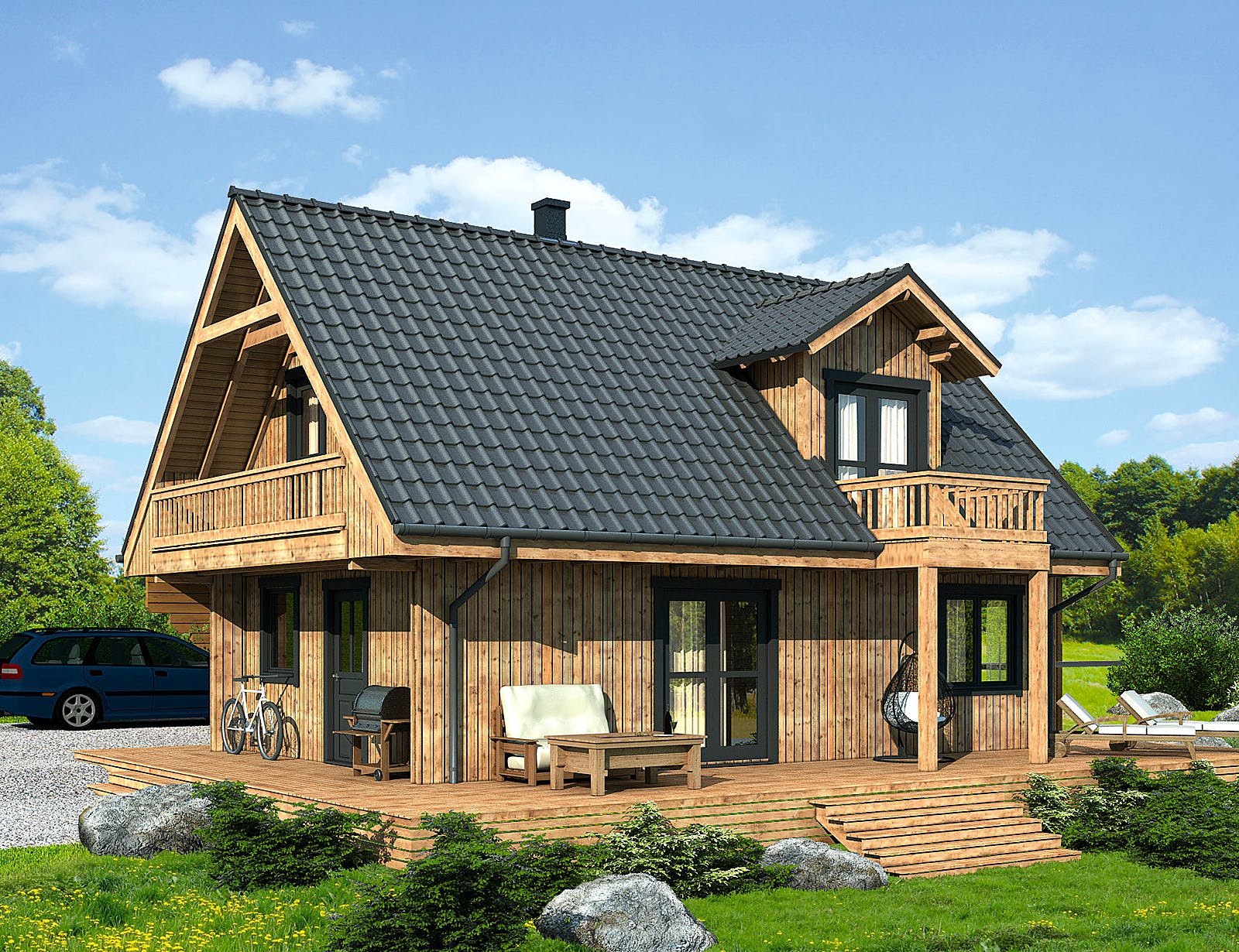 Blockhaus Fjord Premium von Thule Blockhaus Bausatzhaus ab 76220€, Blockhaus Außenansicht 2