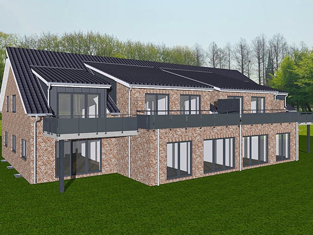 Massivhaus Mehrfamilienhaus mit 8 WE von BauService Timm, Satteldach-Klassiker Außenansicht 1