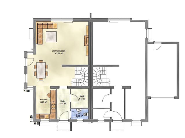 Massivhaus Trend 160 FD von EUROMAC 2 S.A.S. Bausatzhaus ab 44819€, Cubushaus Grundriss 3