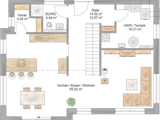 Fertighaus Trendline 154 von Suckfüll Energiesparhaus Schlüsselfertig ab 430931€, Satteldach-Klassiker Grundriss 1