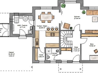 Fertighaus Trendline 176 - inkl. Technikanbau von Suckfüll Energiesparhaus Schlüsselfertig ab 494269€, Grundriss 1