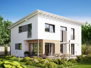 Fertighaus Trento - Var. 153 von Büdenbender Hausbau, Pultdachhaus Außenansicht 1