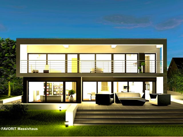 Massivhaus Twentyfive 220 von FAVORIT Massivhaus Schlüsselfertig ab 587240€, Cubushaus Außenansicht 1