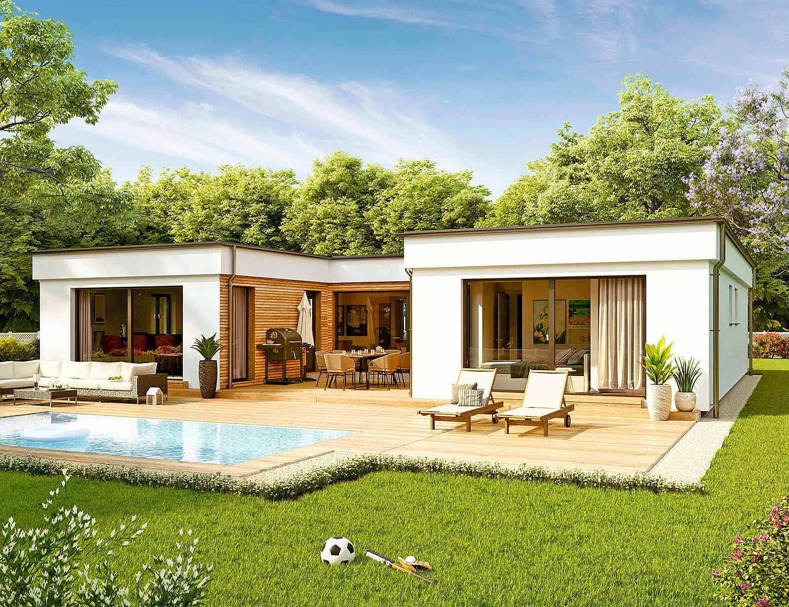 Fertighaus Bungalow Atrium von Vario-Haus - Österreich Schlüsselfertig ab 366740€, Cubushaus Außenansicht 2