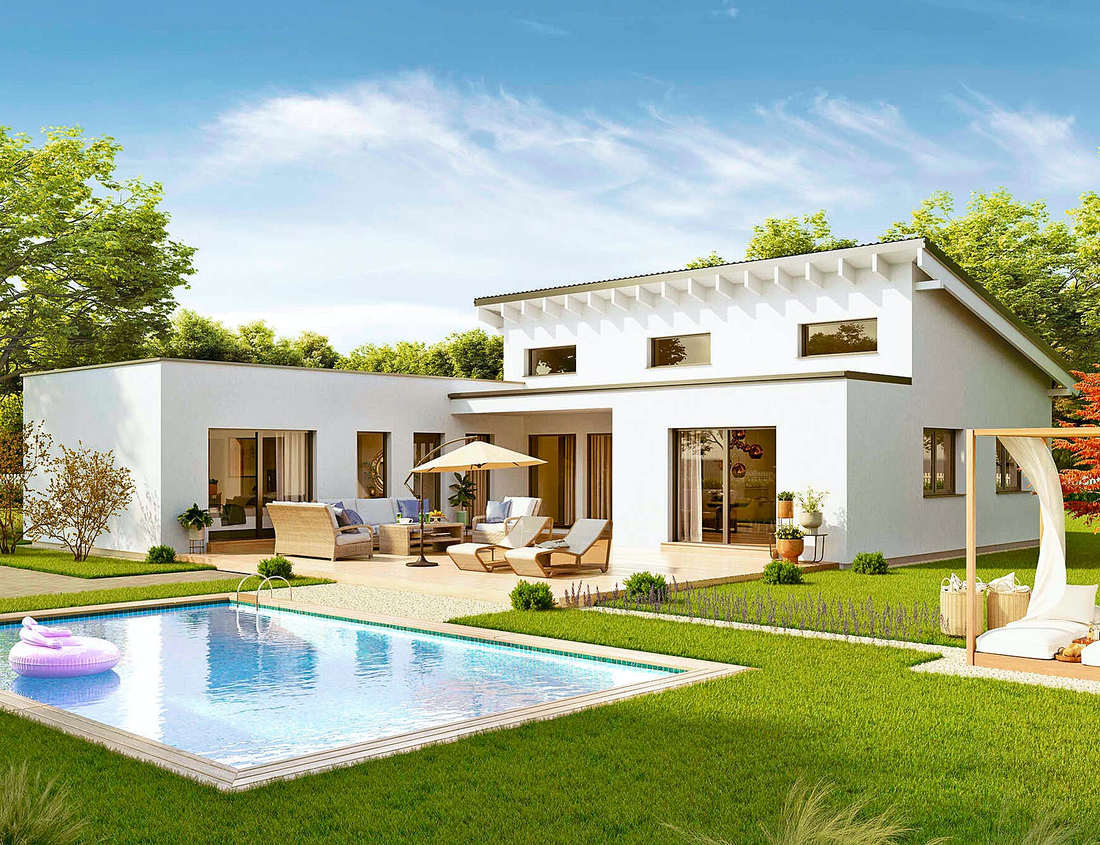 Fertighaus Bungalow Avant von Vario-Haus - Österreich Schlüsselfertig ab 382530€, Bungalow Außenansicht 2