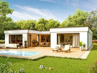 Fertighaus Bungalow Atrium von Vario-Haus - Deutschland Schlüsselfertig ab 447810€, Cubushaus Außenansicht 1