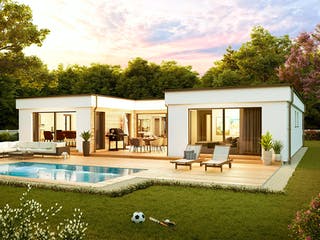 Fertighaus Bungalow Atrium von Vario-Haus - Deutschland Schlüsselfertig ab 447810€, Cubushaus Außenansicht 3