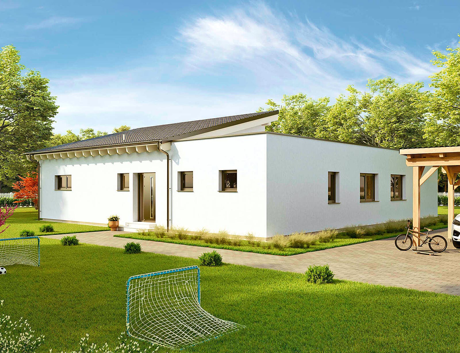 Fertighaus Bungalow Avant von Vario-Haus - Deutschland Schlüsselfertig ab 404800€, Bungalow Außenansicht 1