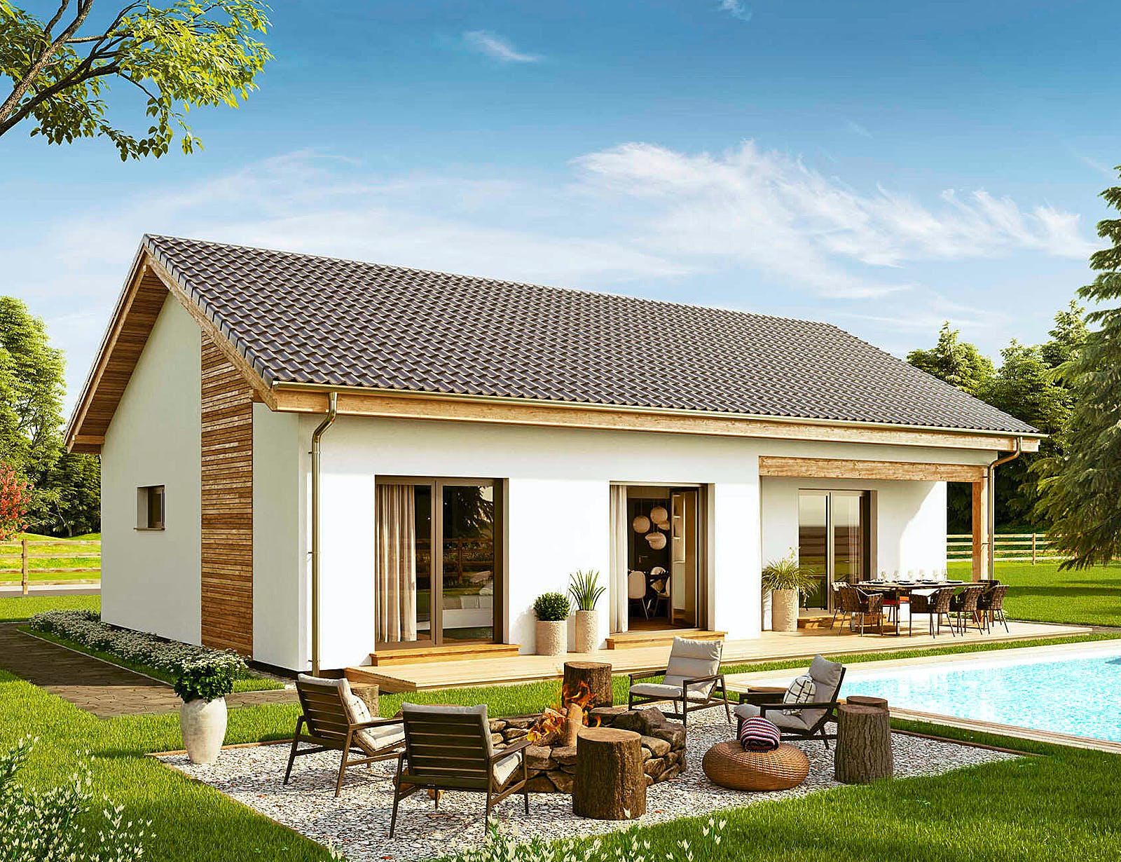 Fertighaus Bungalow Compact Small von Vario-Haus - Deutschland Schlüsselfertig ab 275690€, Bungalow Außenansicht 2