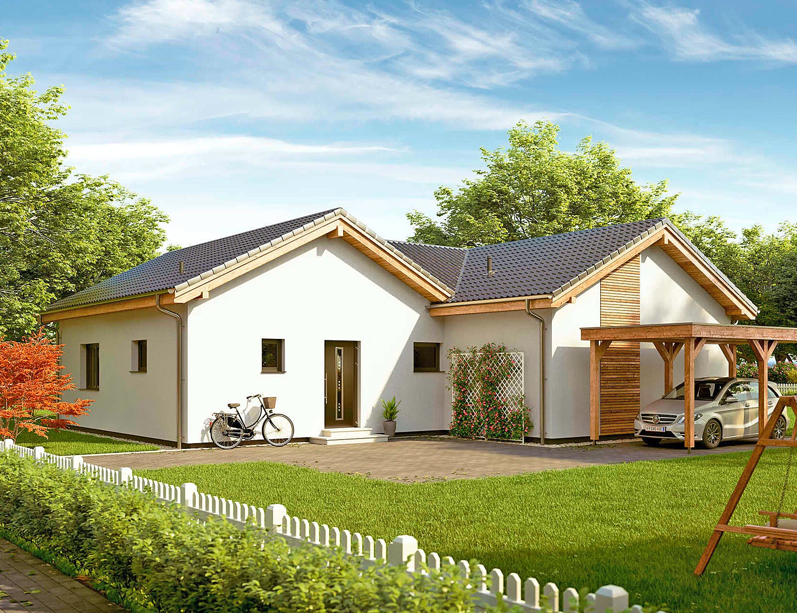 Fertighaus Bungalow Lumia von Vario-Haus - Deutschland Schlüsselfertig ab 331960€, Bungalow Außenansicht 1