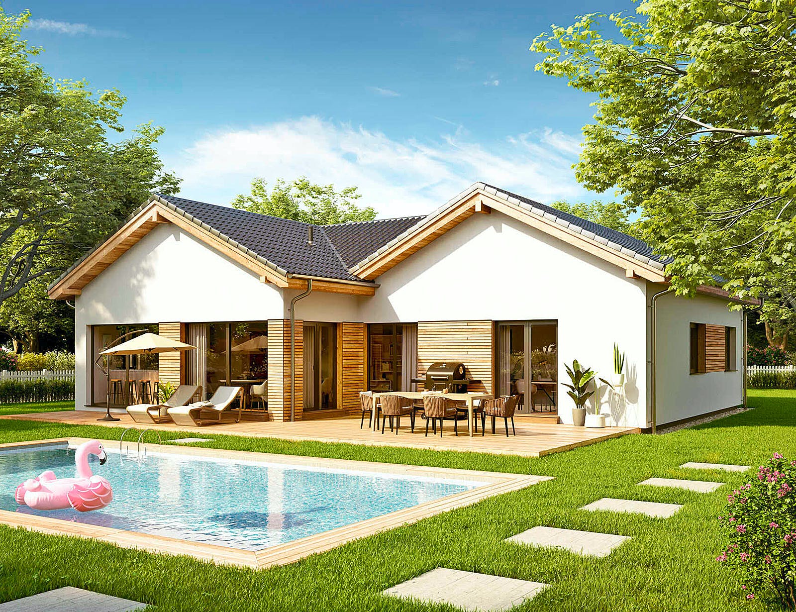 Fertighaus Bungalow Lumia von Vario-Haus - Deutschland Schlüsselfertig ab 331960€, Bungalow Außenansicht 2