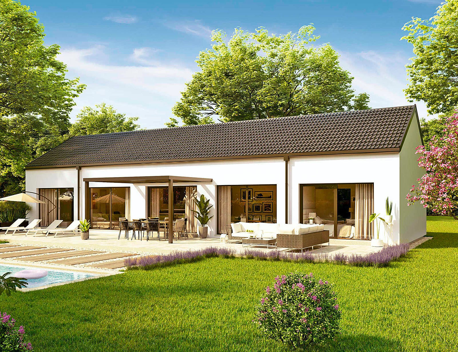 Fertighaus Bungalow Pannonia von Vario-Haus - Deutschland Schlüsselfertig ab 326010€, Bungalow Außenansicht 2