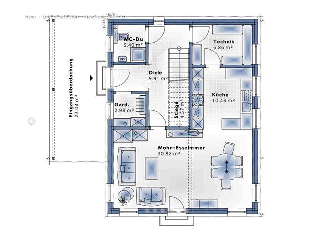 Fertighaus New Design BellaVista von Vario-Haus - Österreich Schlüsselfertig ab 346630€, Cubushaus Grundriss 1