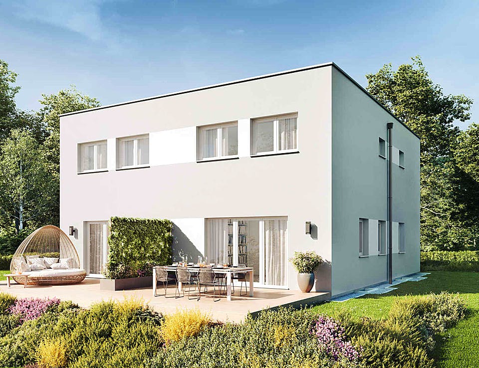 Fertighaus Duplex D110 von Vario-Haus - Deutschland Schlüsselfertig ab 283000€, Cubushaus Außenansicht 1