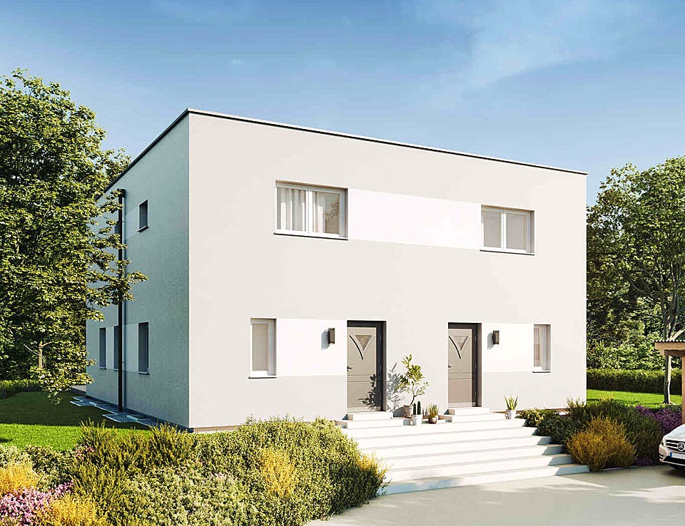 Fertighaus Duplex D110 von Vario-Haus - Deutschland Schlüsselfertig ab 283000€, Cubushaus Außenansicht 2