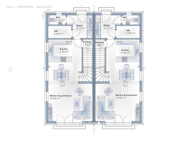 Fertighaus Duplex D110 von Vario-Haus - Deutschland Schlüsselfertig ab 335880€, Cubushaus Grundriss 1 Fertighaus Duplex D110 von Vario-Haus - Deutschland Schlüsselfertig ab 335880€, Cubushaus Grundriss 1