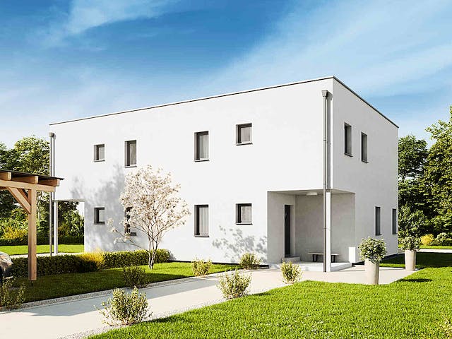 Fertighaus Duplex D113 S von Vario-Haus - Österreich Schlüsselfertig ab 280100€, Cubushaus Außenansicht 1
