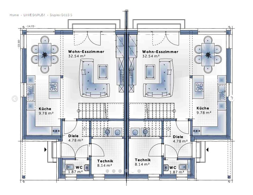 Fertighaus Duplex D113 S von Vario-Haus - Deutschland Schlüsselfertig ab 297830€, Cubushaus Grundriss 1