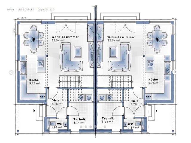 Fertighaus Duplex D113 S von Vario-Haus - Österreich Schlüsselfertig ab 280100€, Cubushaus Grundriss 1