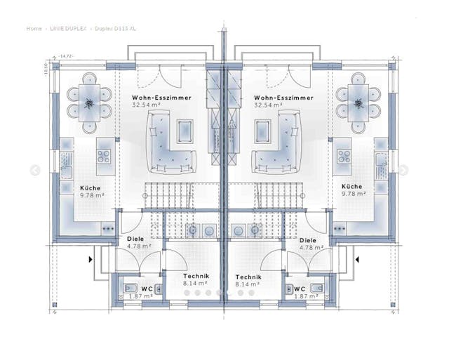 Fertighaus Duplex D113 XL von Vario-Haus - Deutschland Schlüsselfertig ab 414050€, Satteldach-Klassiker Grundriss 1 Fertighaus Duplex D113 XL von Vario-Haus - Deutschland Schlüsselfertig ab 414050€, Satteldach-Klassiker Grundriss 1
