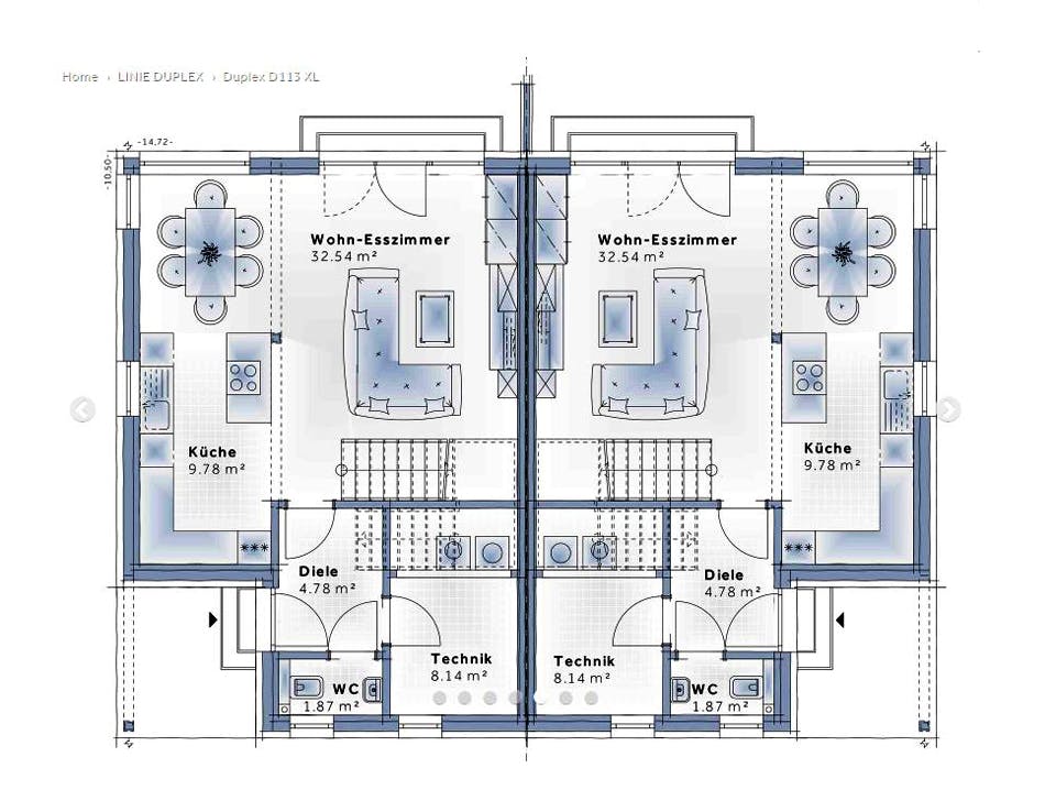 Fertighaus Duplex D113 XL von Vario-Haus - Deutschland Schlüsselfertig ab 351030€, Satteldach-Klassiker Grundriss 1