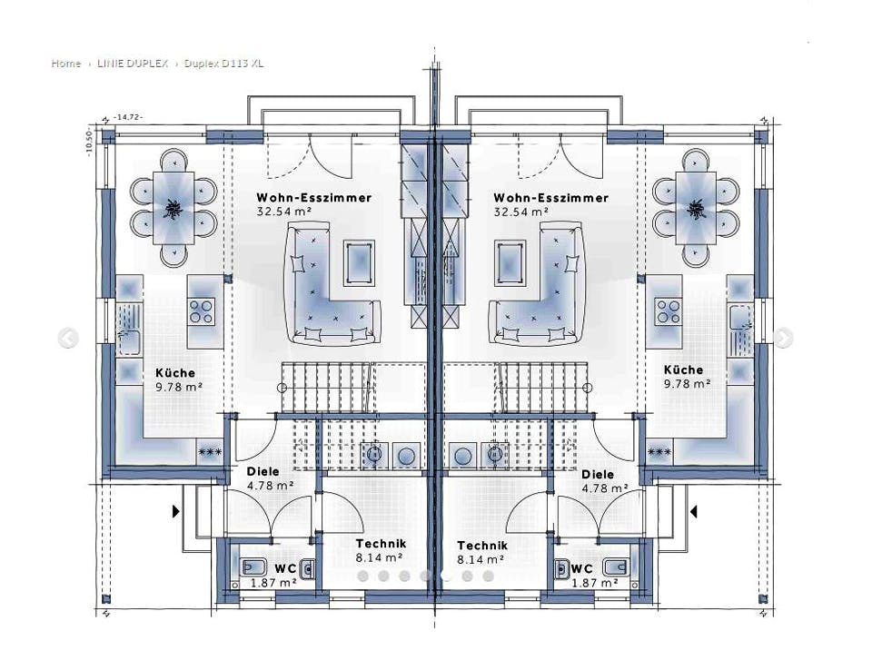 Fertighaus Duplex D113 XL von Vario-Haus - Deutschland Schlüsselfertig ab 351030€, Satteldach-Klassiker Grundriss 1