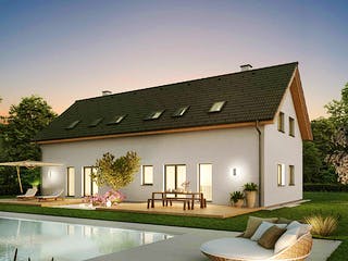 Fertighaus Duplex D115 von Vario-Haus - Österreich Schlüsselfertig ab 327090€, Satteldach-Klassiker Außenansicht 3