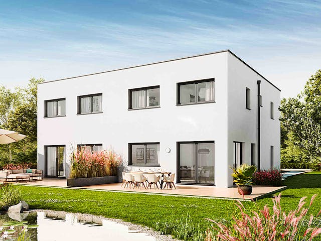 Fertighaus Duplex D124 von Vario-Haus - Österreich Schlüsselfertig ab 298600€, Cubushaus Außenansicht 2
