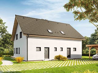 Fertighaus Duplex D97 von Vario-Haus - Deutschland Schlüsselfertig ab 321400€, Satteldach-Klassiker Außenansicht 2