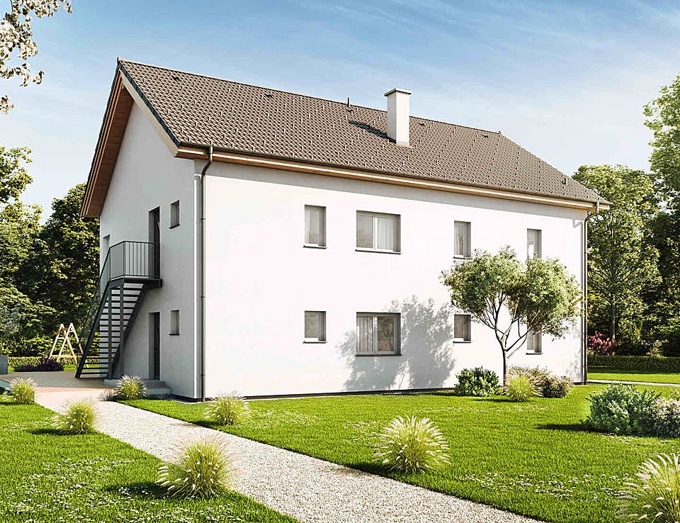 Fertighaus Duplex TRIO von Vario-Haus - Österreich Schlüsselfertig ab 154060€, Satteldach-Klassiker Außenansicht 1