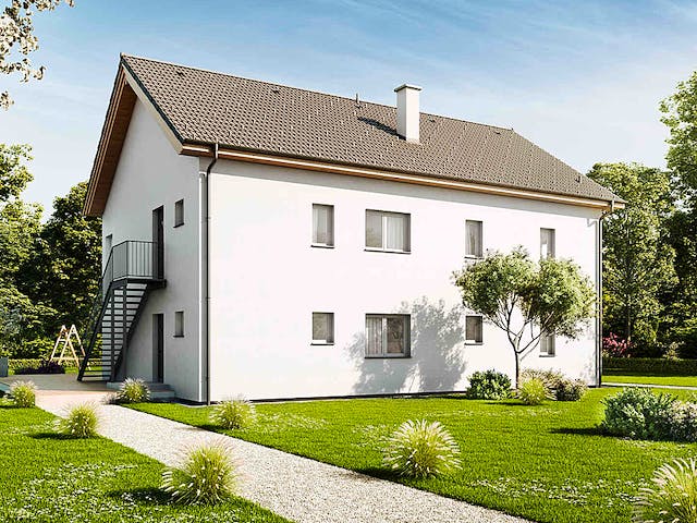 Fertighaus Duplex TRIO von Vario-Haus - Österreich Schlüsselfertig ab 154060€, Satteldach-Klassiker Außenansicht 1