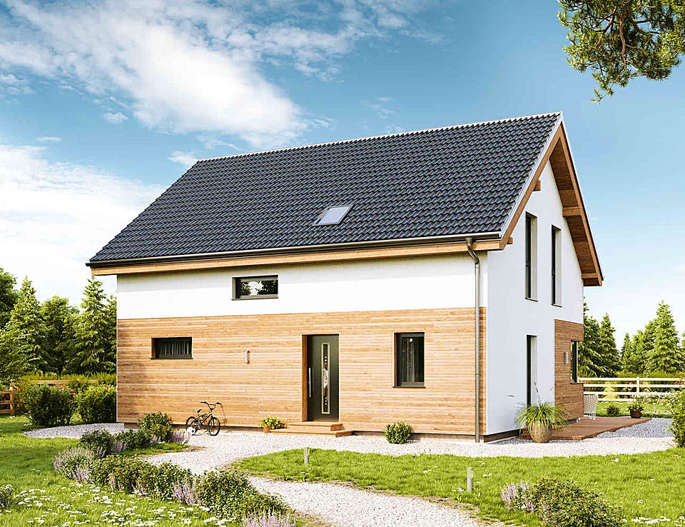 Fertighaus Family Classic von Vario-Haus - Deutschland Schlüsselfertig ab 338310€, Satteldach-Klassiker Außenansicht 1