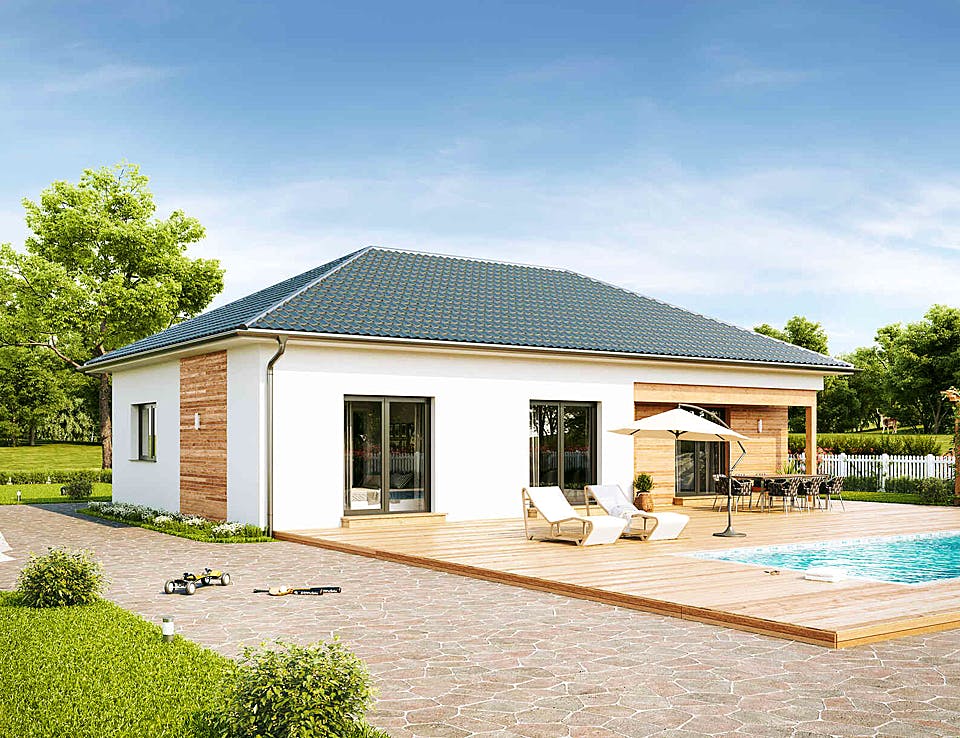 Fertighaus Family Compact von Vario-Haus - Deutschland Schlüsselfertig ab 285970€, Bungalow Außenansicht 2