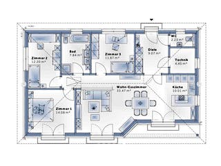 Fertighaus Family Compact von Vario-Haus - Österreich Schlüsselfertig ab 301480€, Bungalow Grundriss 1