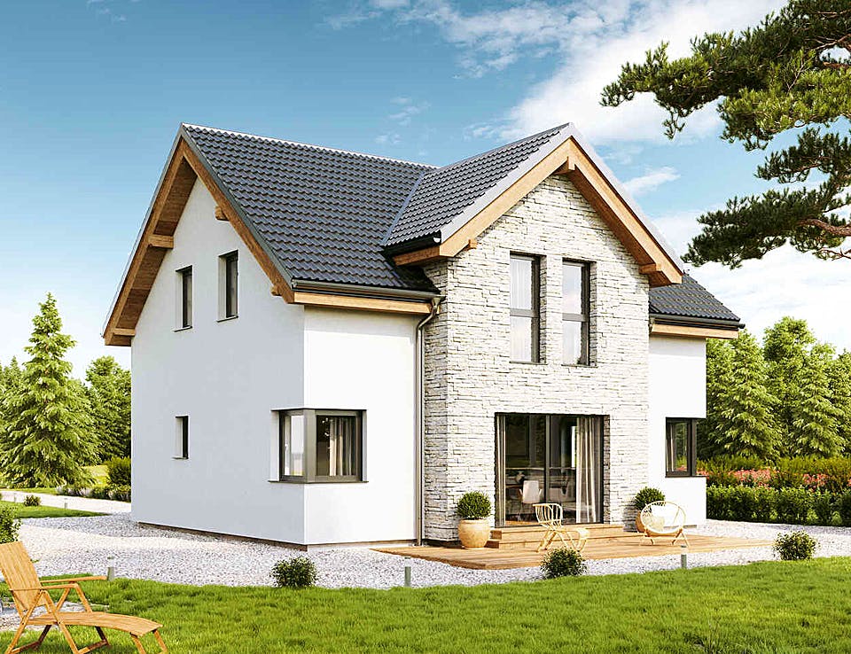Fertighaus Family Emotion von Vario-Haus - Österreich Schlüsselfertig ab 311490€, Satteldach-Klassiker Außenansicht 1
