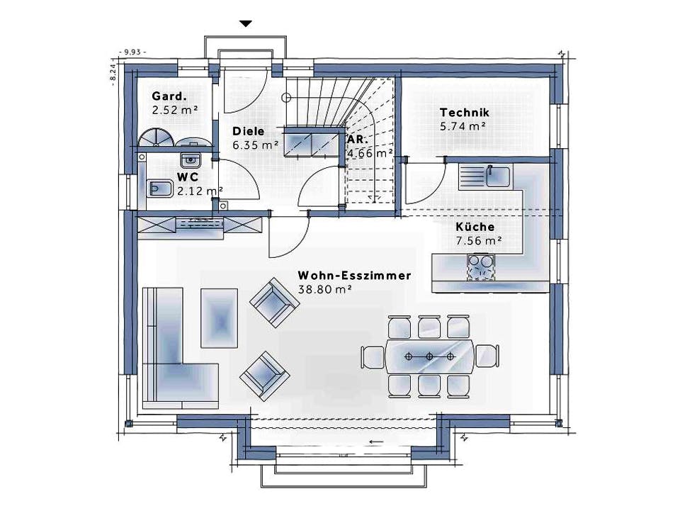 Fertighaus Family Emotion von Vario-Haus - Österreich Schlüsselfertig ab 311490€, Satteldach-Klassiker Grundriss 1