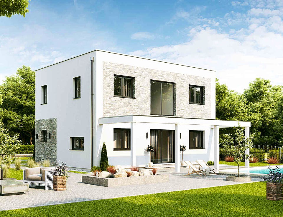 Fertighaus Family Flex von Vario-Haus - Deutschland Schlüsselfertig ab 313020€, Cubushaus Außenansicht 1